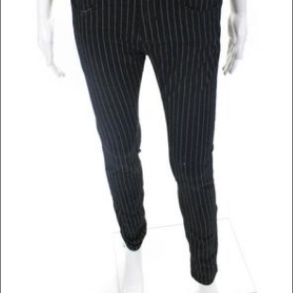 LIQUOR  N POKER Sz M Pinstripe Denim Jeans Overalls - Picture 2 of 9